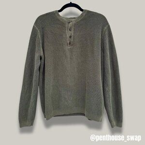 Men's Olive Green 100% Cotton Sweater, Size M